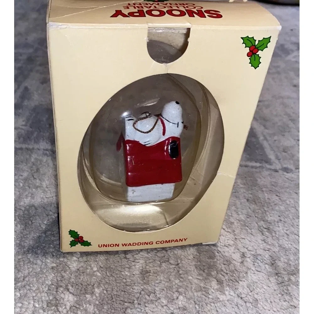 Vintage Snoopy Christmas Ornament Union Wadding Co‎ Charles Schulz Peanuts Box
